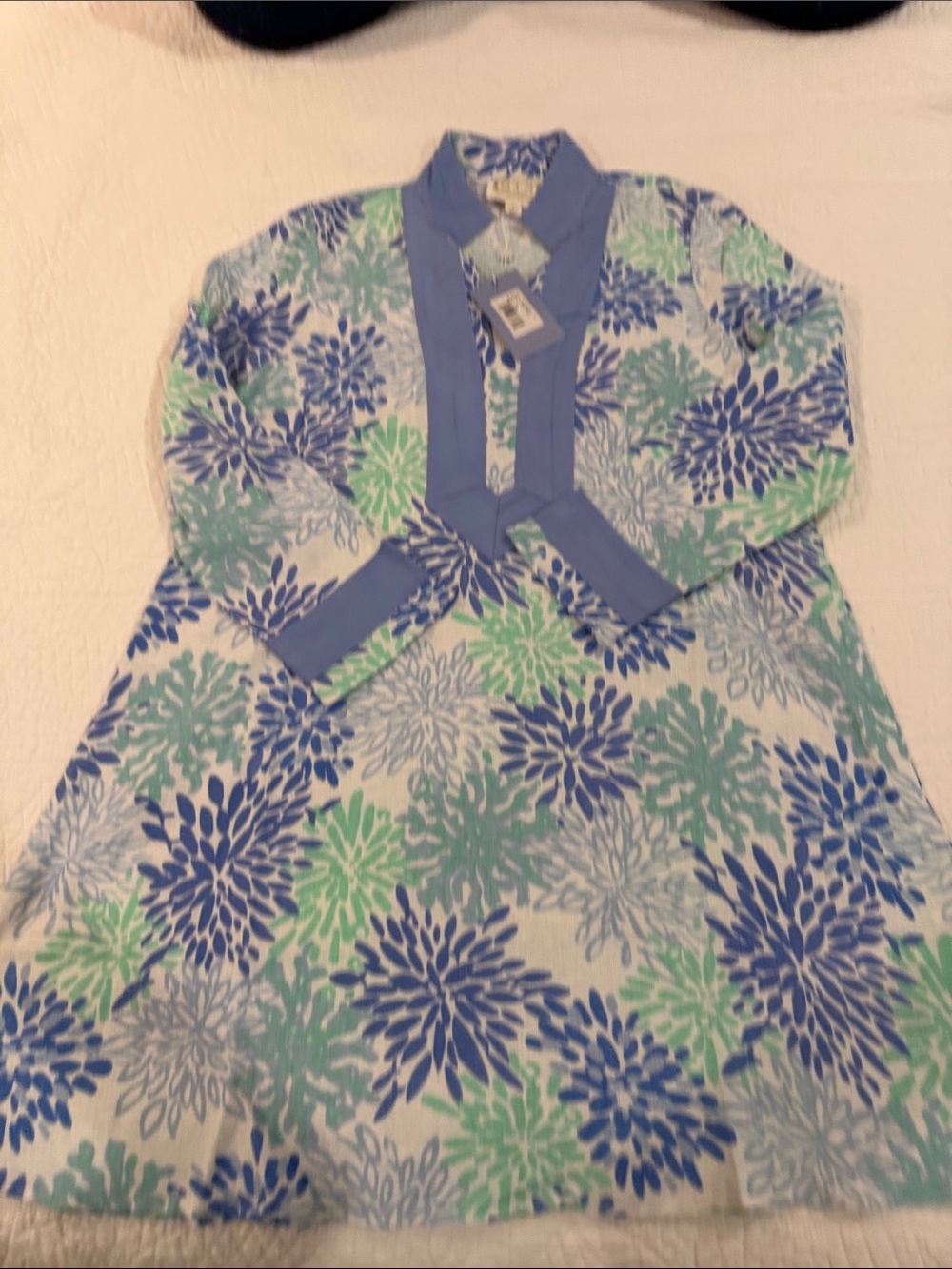 Sail to Sable Blue, Green and White Floral Midi Dress